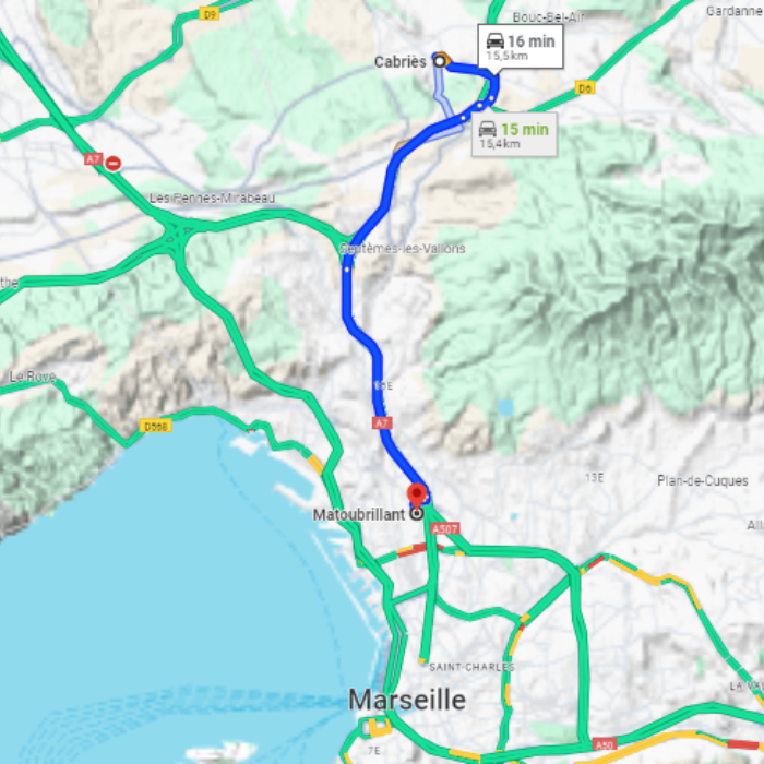 Itinéraire Matoubrillant >Cabriès